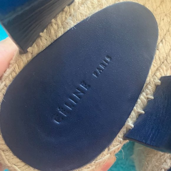 Celine Criss Cross Leather Espadrille Sandals - Picture 12 of 13